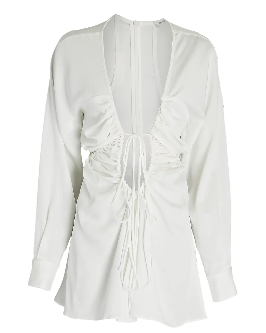 Christopher Esber Ruched Floating Sleeve Mini Dress White Size 12 for rent on The Volte - main image