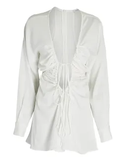 Christopher Esber Ruched Floating Sleeve Mini Dress White Size 12 for rent on The Volte - image 3