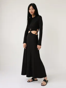 Christopher Esber Looped Cutaway Long Sleeve Rib Dress Black Size 14 for rent on The Volte - image 3
