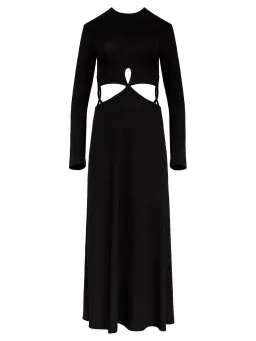 Christopher Esber Looped Cutaway Long Sleeve Rib Dress Black Size 14 for rent on The Volte - image 4