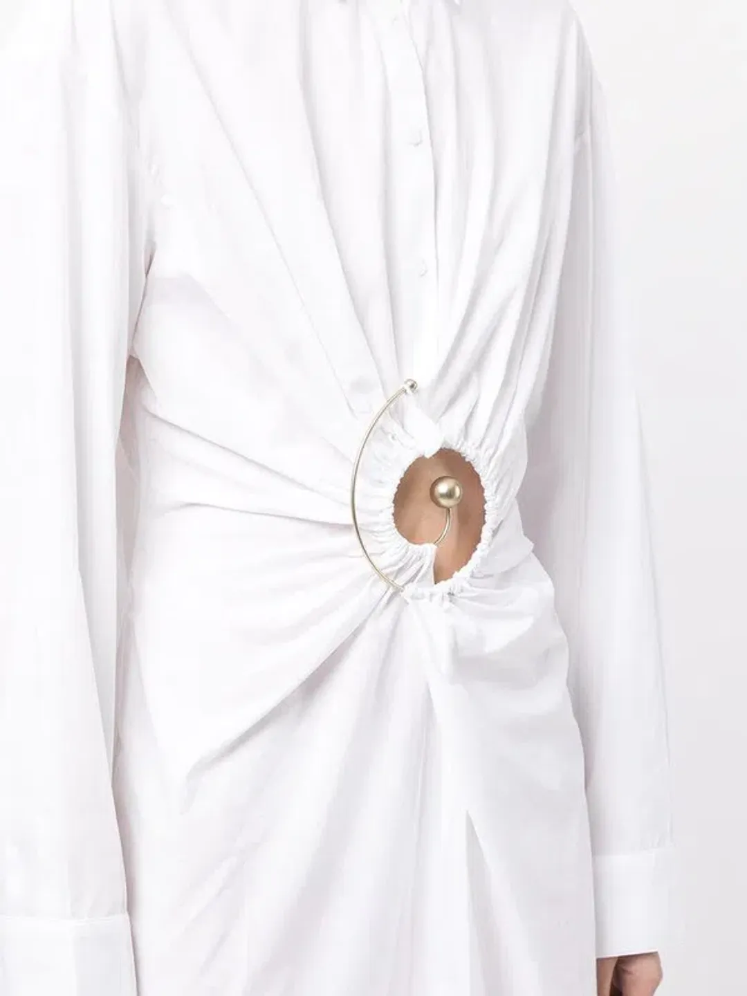 Christopher Esber Spiral Ruched Shirt Dress White Size 4 for rent on The Volte - main image