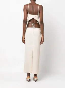 Christopher Esber Crochet Glass Pearl Tie Dress Beige Size 12 for rent on The Volte - image 2