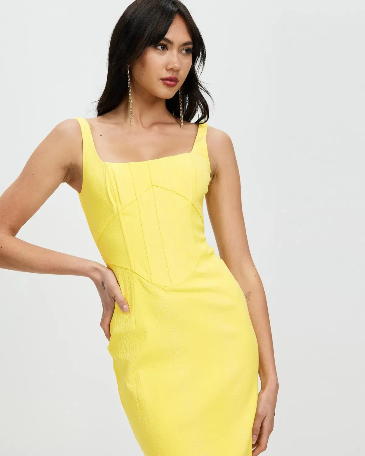 Derma Department Natalia Midi Dress Yellow Size 4 - Image 2