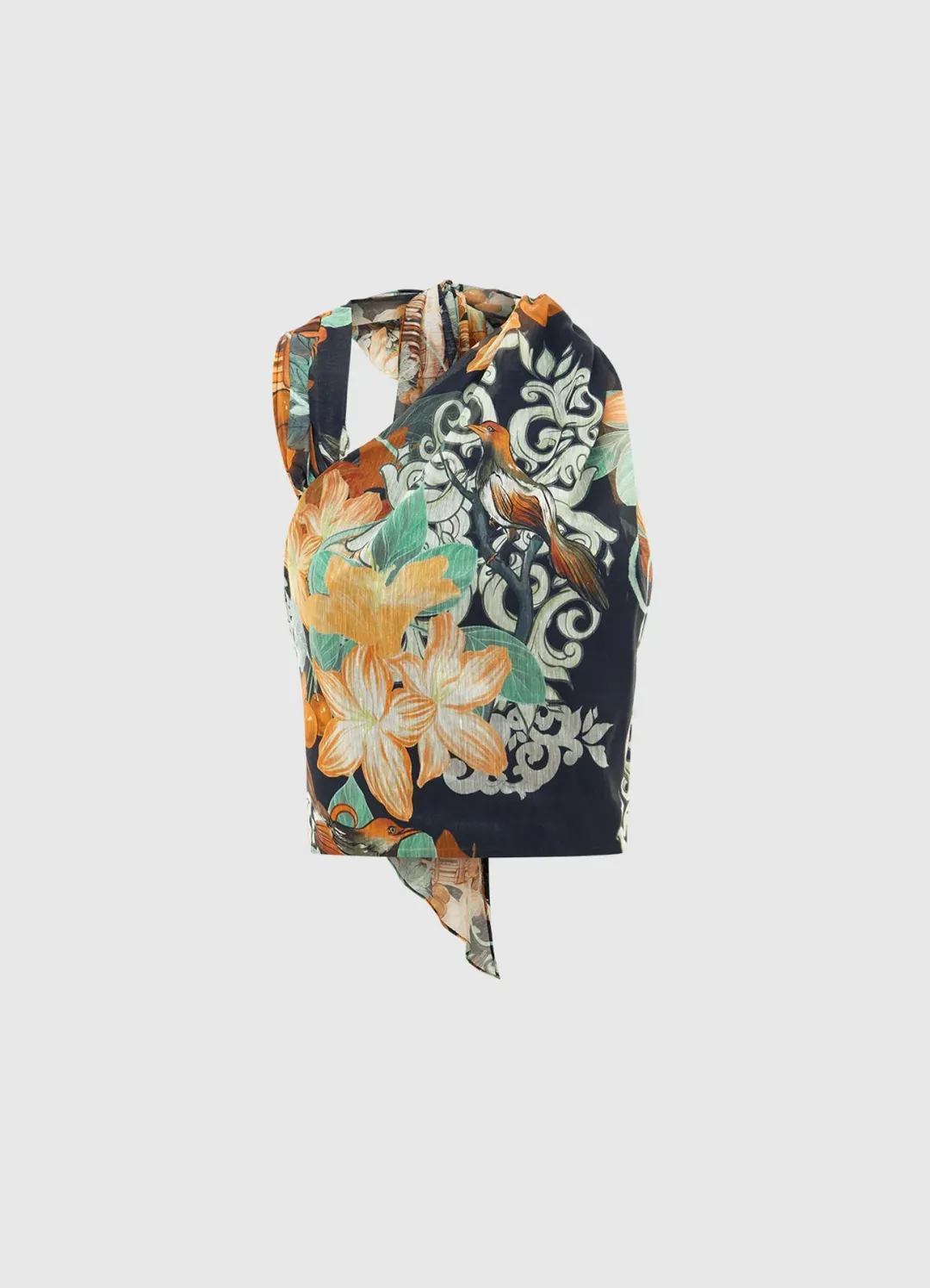 Leo Lin Bridget Halterneck Top and Myla Midi Skirt Azalea Print in Twilight Size 8 for rent on The Volte - main image