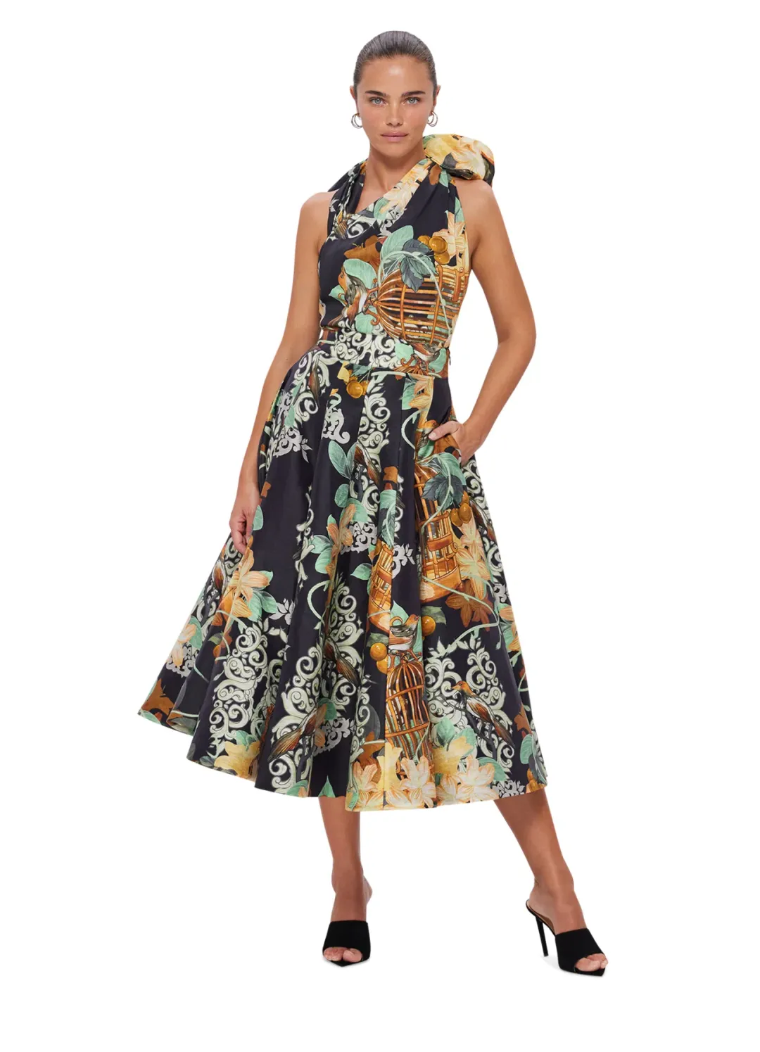 Leo Lin Bridget Halterneck Top and Myla Midi Skirt Azalea Print in Twilight Size 8 for rent on The Volte - main image