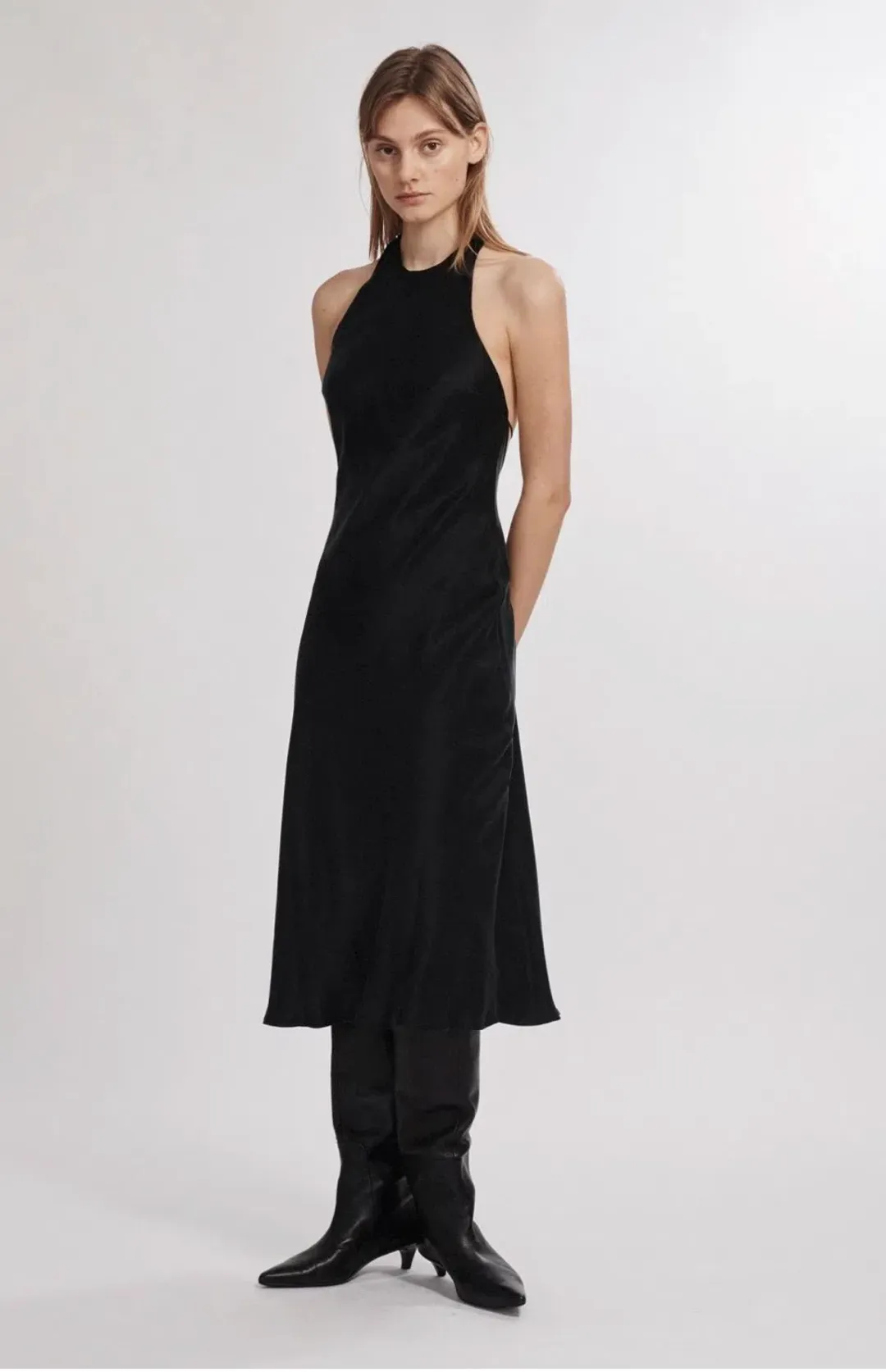 Silk Laundry Halter Dress Black Size 8 for rent on The Volte - main image
