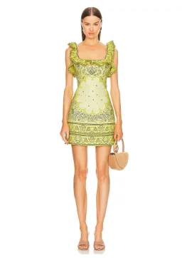 Zimmermann Matchmaker Frilled Mini Dress in Yellow Bandana Size 0 / AU 8 for rent on The Volte - image 1