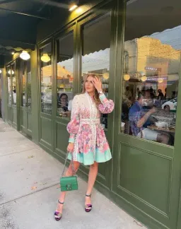 Zimmermann Jude Buttoned Mini Dress in Aqua Gradient Floral Size 0/Au 8 for rent on The Volte - image 4