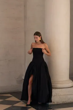 Aje Violette Bubble Hem Maxi Dress Black Size 12 for rent on The Volte - image 1