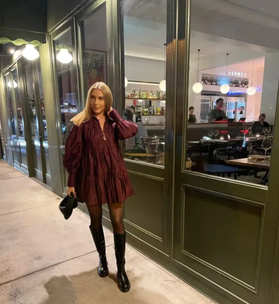 Aje Francis Zip Smock Mini Dress Chestnut Red Size 8 for rent on The Volte - main image