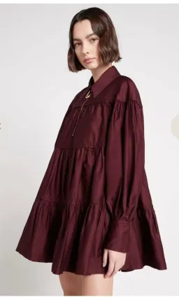 Aje Francis Zip Smock Mini Dress Chestnut Red Size 8 for rent on The Volte - image 2