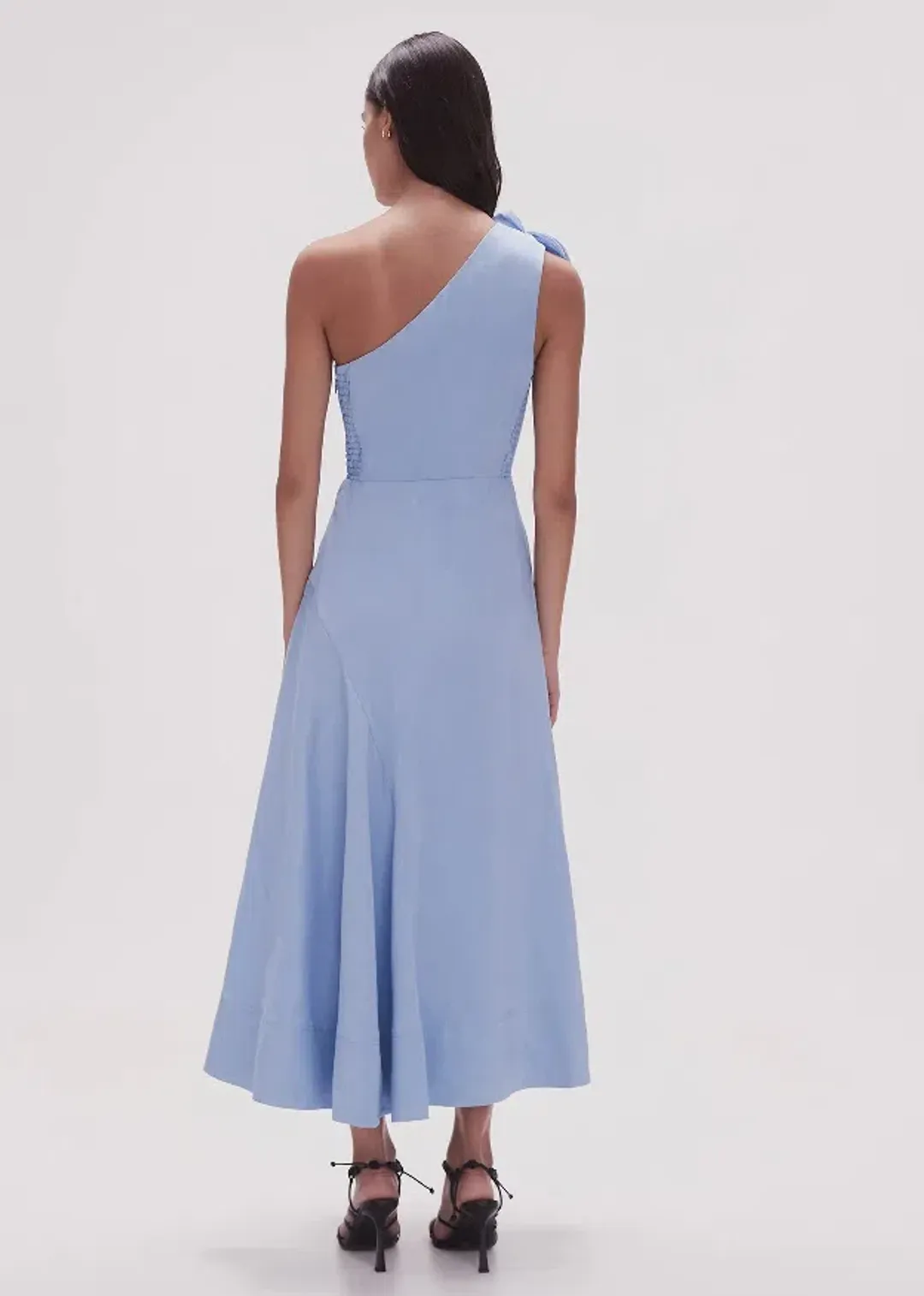 Aje Adelia Ruffle Midi Dress Blue Size 14 for rent on The Volte - main image