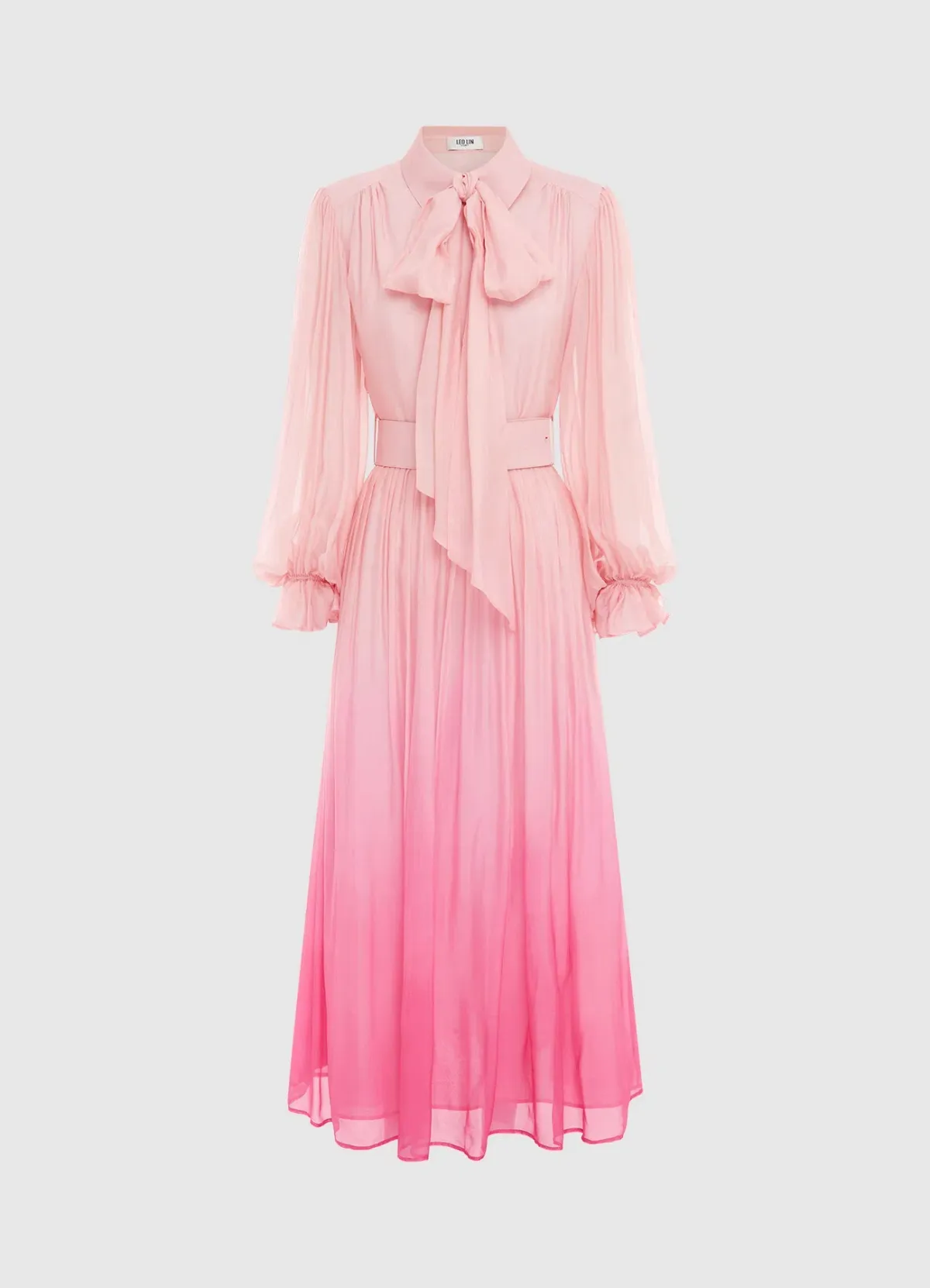 Leo Lin Cassie Tie Neck Midi Dress Ombre Pink Size 16 - Image 3