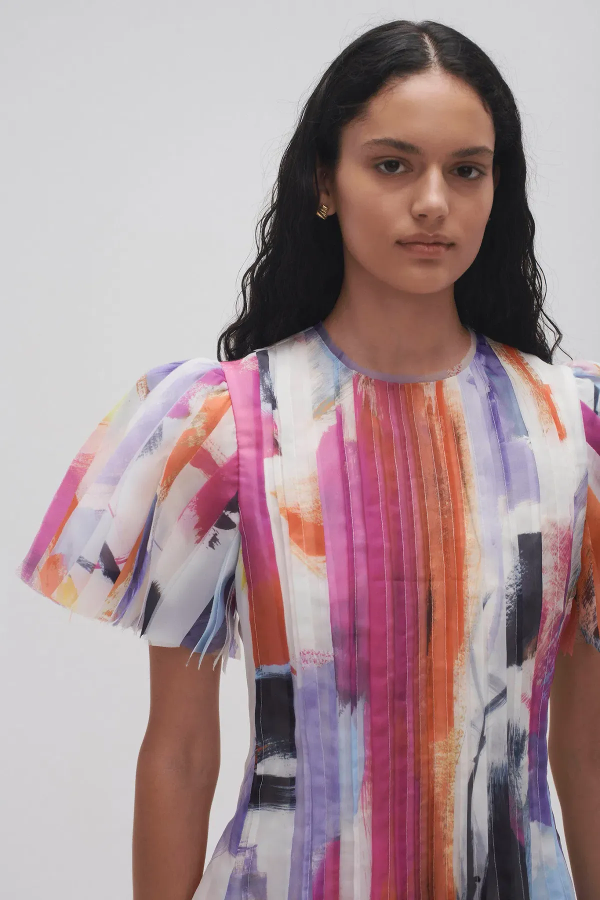 Aje Nova Pleated Midi Dress in Abstract Sunset Size 6 - Image 2