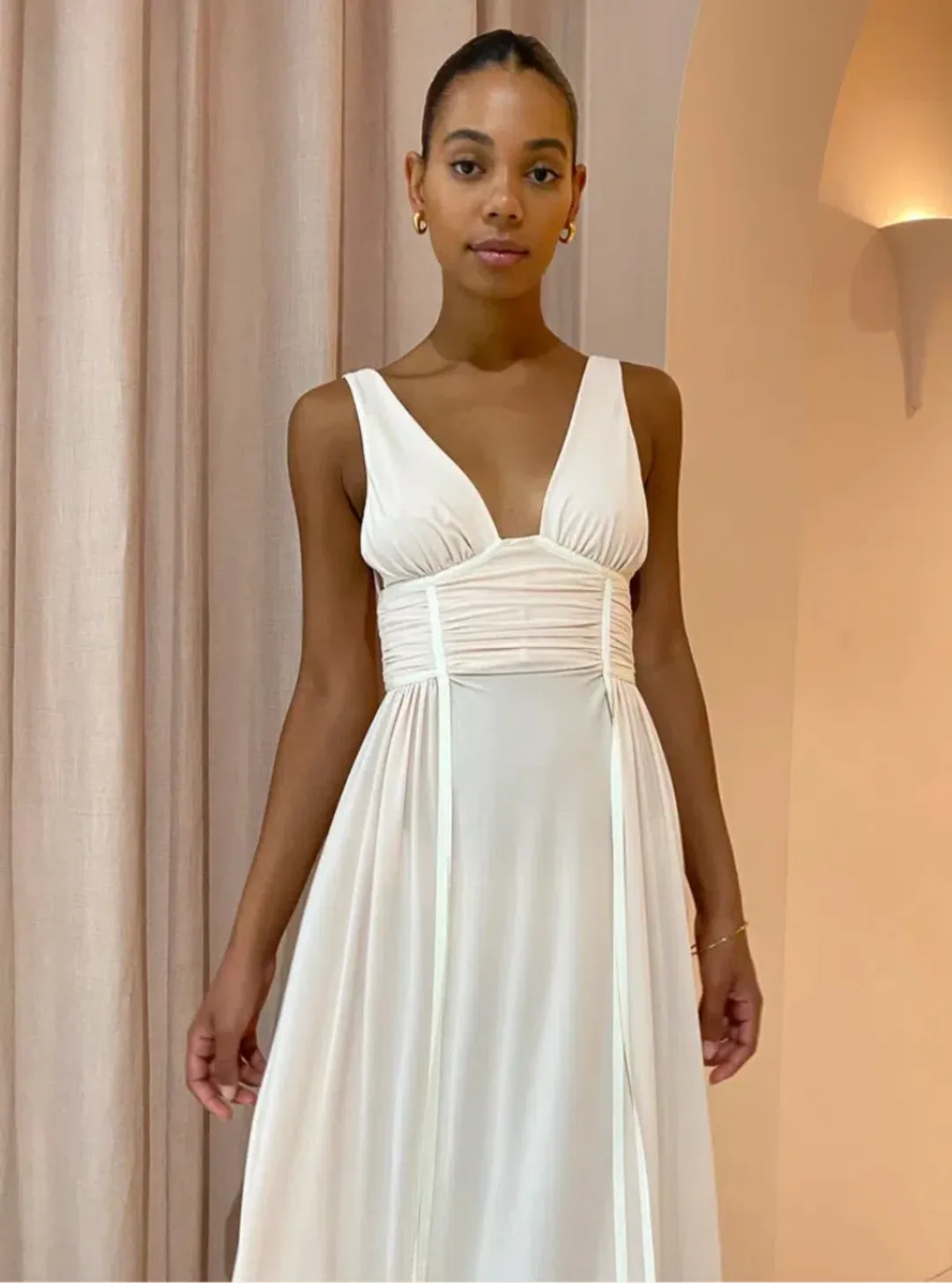 Bec & Bridge Gwen Maxi Dress in Shell Size 6 for rent on The Volte - main image