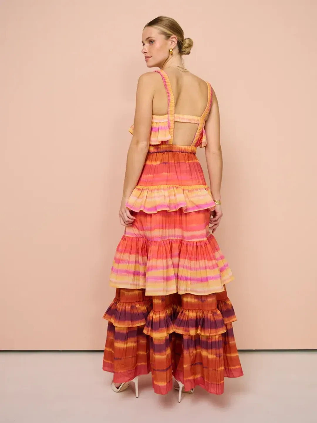 Acler Cardine Maxi Dress In Watercolour Horizon Size 10 for rent on The Volte - main image