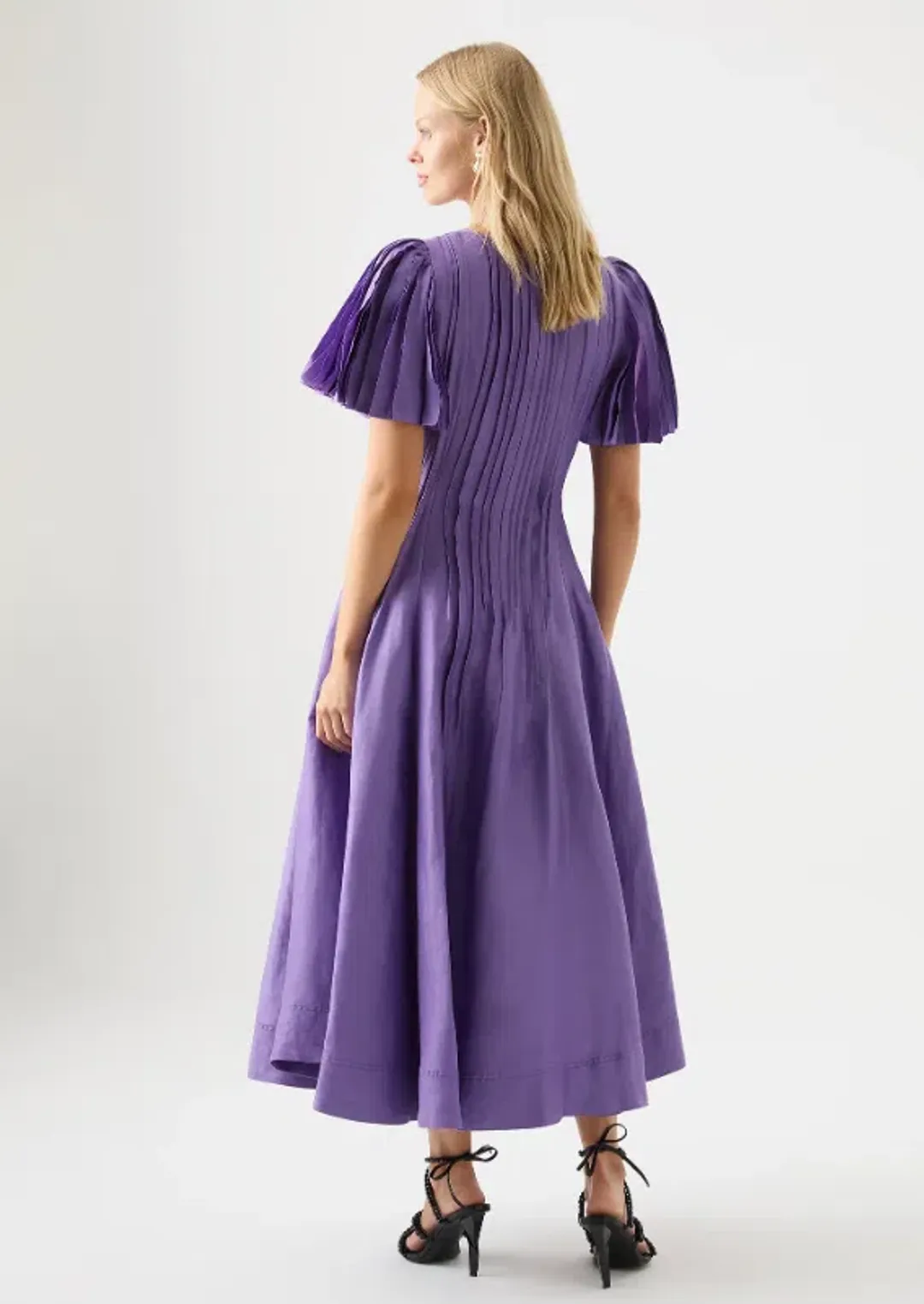 Aje Nova Pleated Midi Dress in Deep Violet Size 6 for rent on The Volte - main image