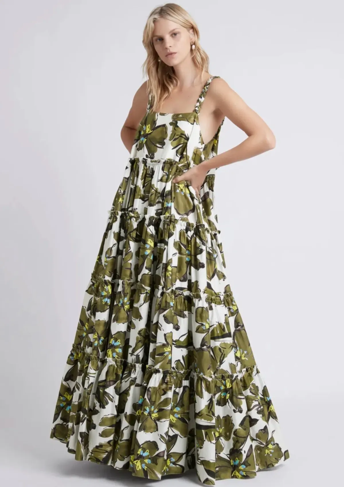 Aje Oasis Strap Maxi Dress Olive Leaf - Image 1