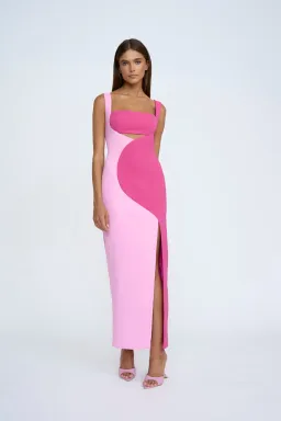 By Johnny Caterina Two Tone Curve Midi Dress Pink Size 6 for rent on The Volte - image 1