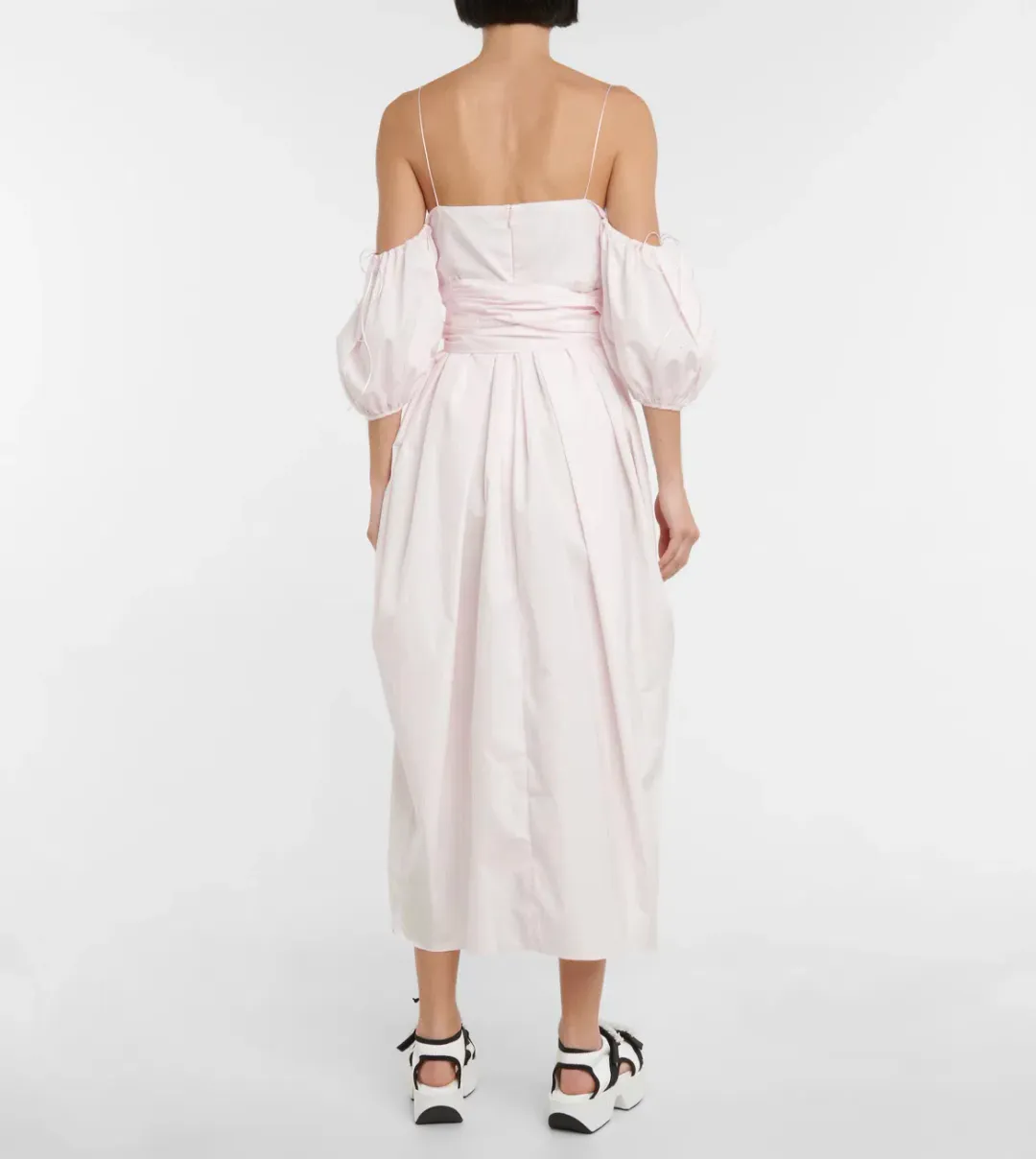 Cecilie Bahnsen Joel Cotton Poplin Midi Dress Pink Size 8 for rent on The Volte - main image