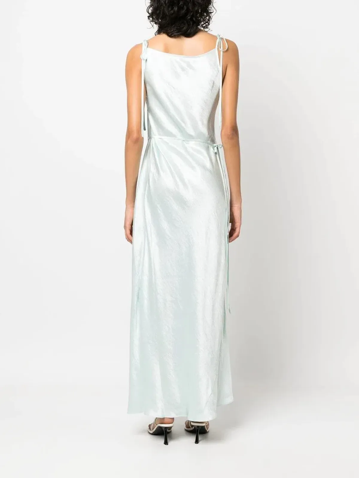 Acne Studios Sleeveless Satin Maxi Wrap Dress Mint Blue Size 6 - Image 2