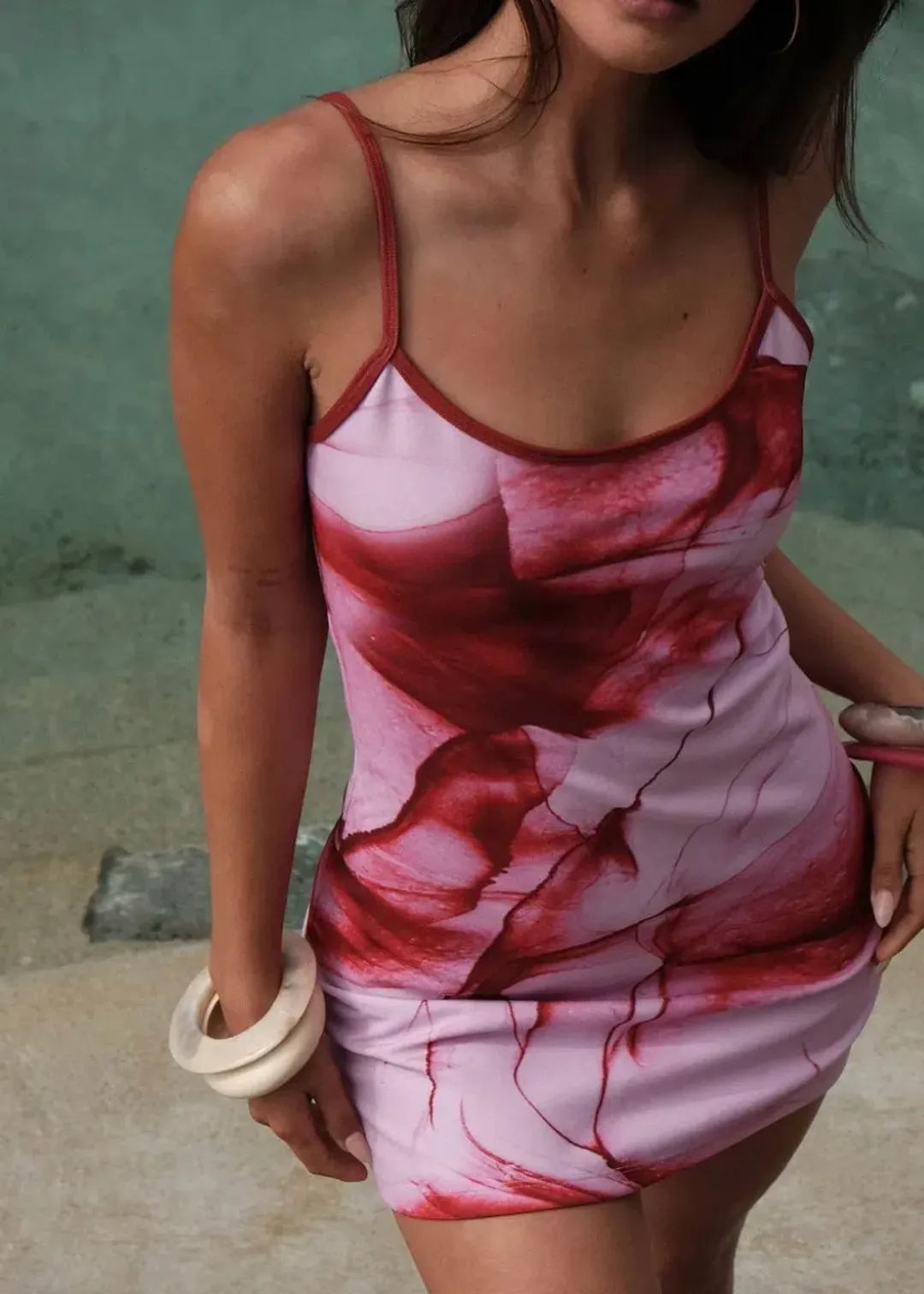 With Harper Lu Mini Slip Dress Blush Graphite Size S / AU 8 for rent on The Volte - main image