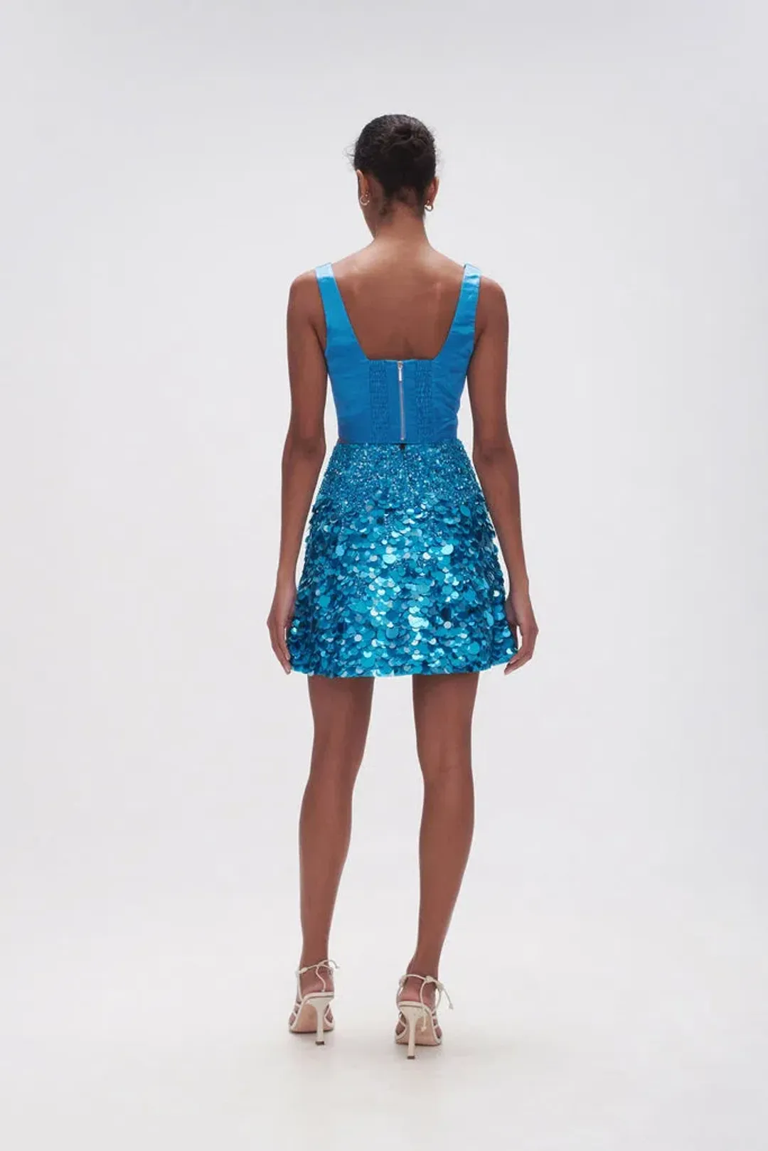 Aje Cherie Sequin Mini Skirt Azure Blue Size 8 for rent on The Volte - main image