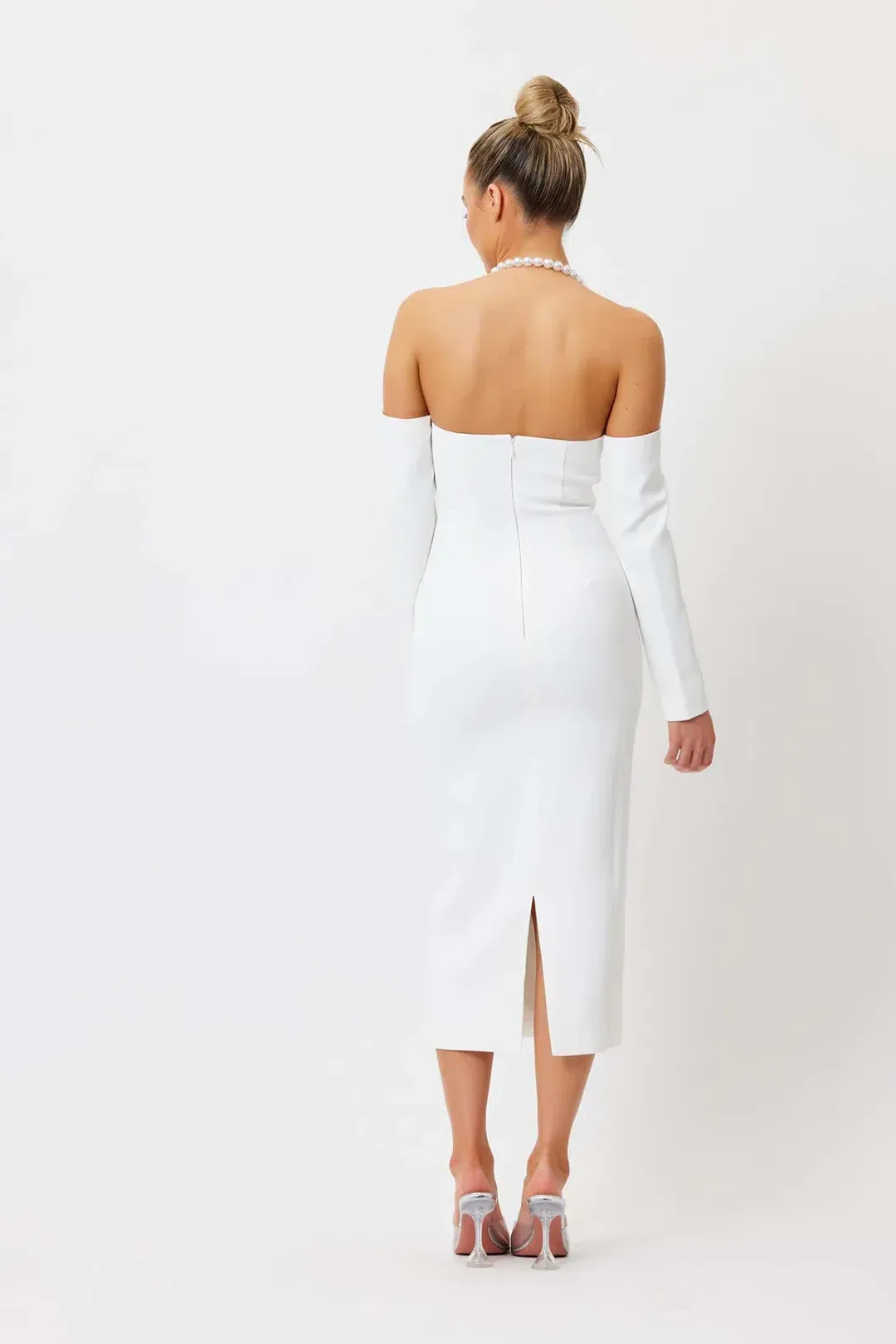 Bianca and Bridgett Tess Pearl Neck Dress White Size 8 for rent on The Volte - main image
