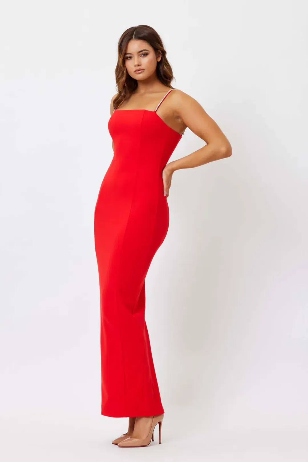 Bianca & Bridgett Lily Square Neck Dress Red Size 10 for rent on The Volte - main image