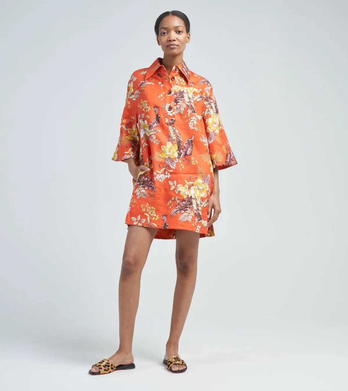 Zimmermann The Matchmaker Tunic Mini Dress in Red Tropical Floral Size 3 / AU 14 - Image 1