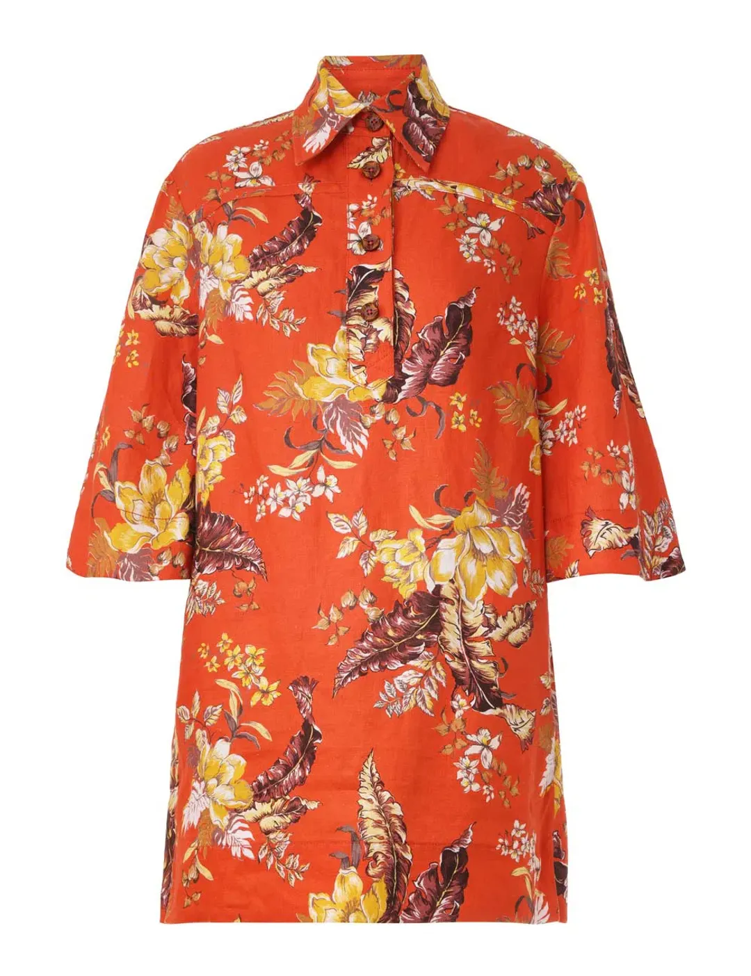 Zimmermann The Matchmaker Tunic Mini Dress in Red Tropical Floral Size 3 / AU 14 for rent on The Volte - main image