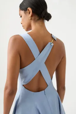 Aje Liberty Asymmetric Mini Dress Steel Blue Size 10 for rent on The Volte - image 3