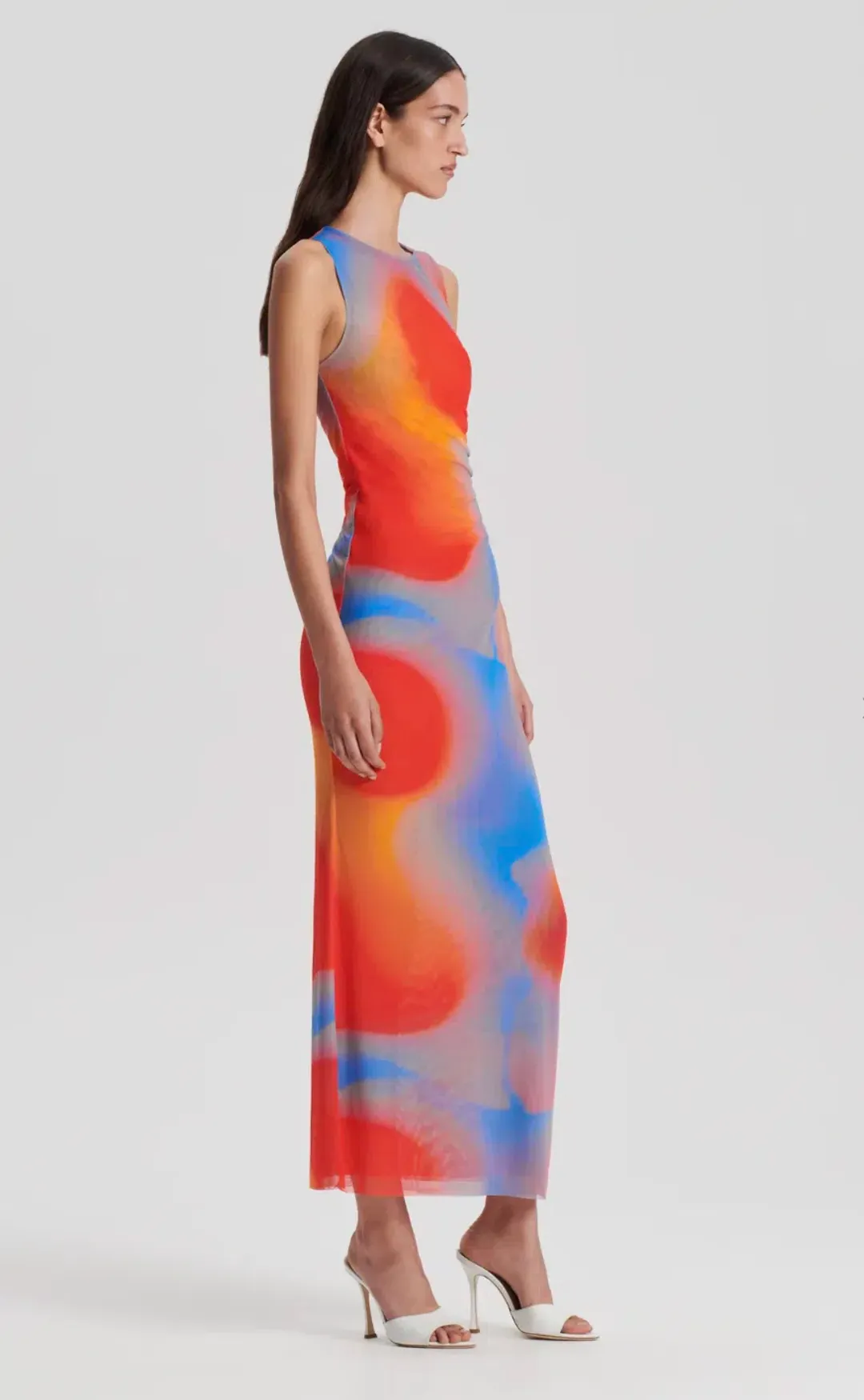 Scanlan Theodore Italian Watercolour Dress Red Blue Size 8 for rent on The Volte - main image