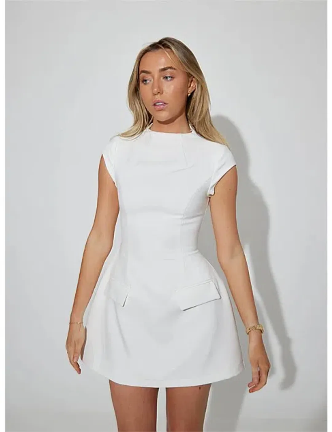 ODD MUSE The Ultimate Muse Cap Sleeve Mini Dress White for rent on The Volte - main image