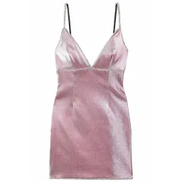 Area NYC Crystal-embellished Lurex Mini Dress Pink Size L/Au 12 for rent on The Volte - image 5