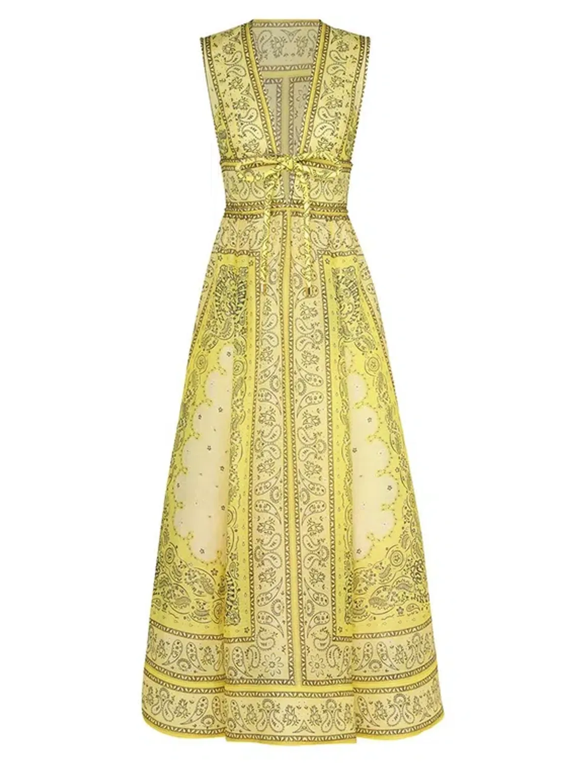 Zimmermann The Matchmaker Bow Long Dress in Yellow Bandana Size 1/Au 10 - Image 4