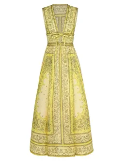 Zimmermann The Matchmaker Bow Long Dress in Yellow Bandana Size 1/Au 10 for rent on The Volte - image 4