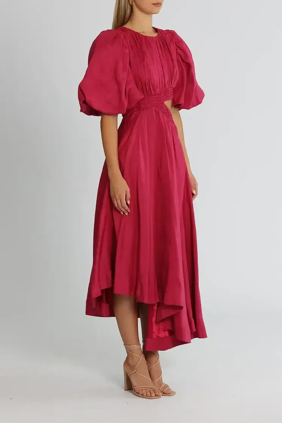 Aje Tidal Tucked Midi Dress Pink Size 6 for rent on The Volte - main image