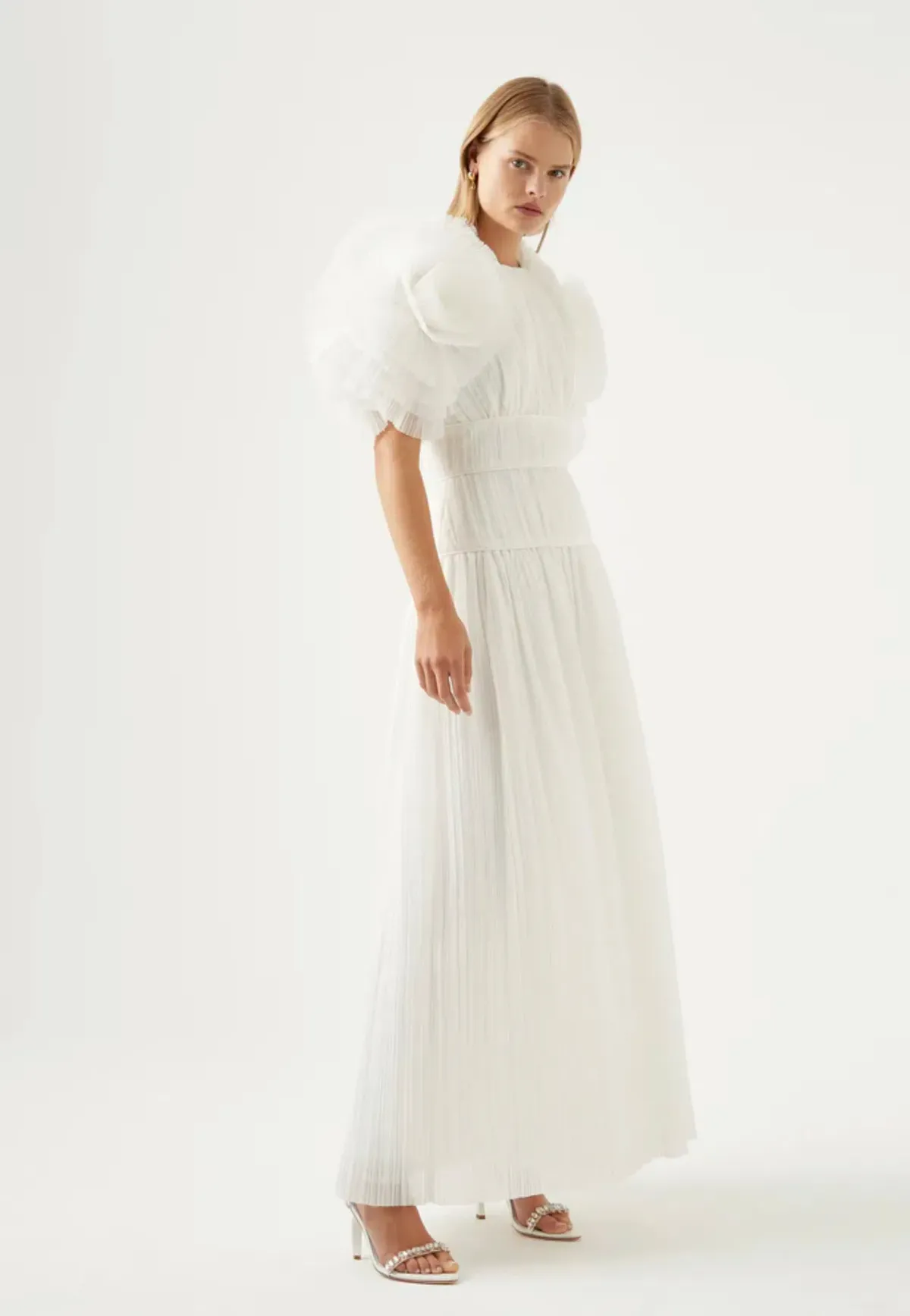 Aje Expressive Pleated Maxi Dress in Ivory Size 6 - Image 2
