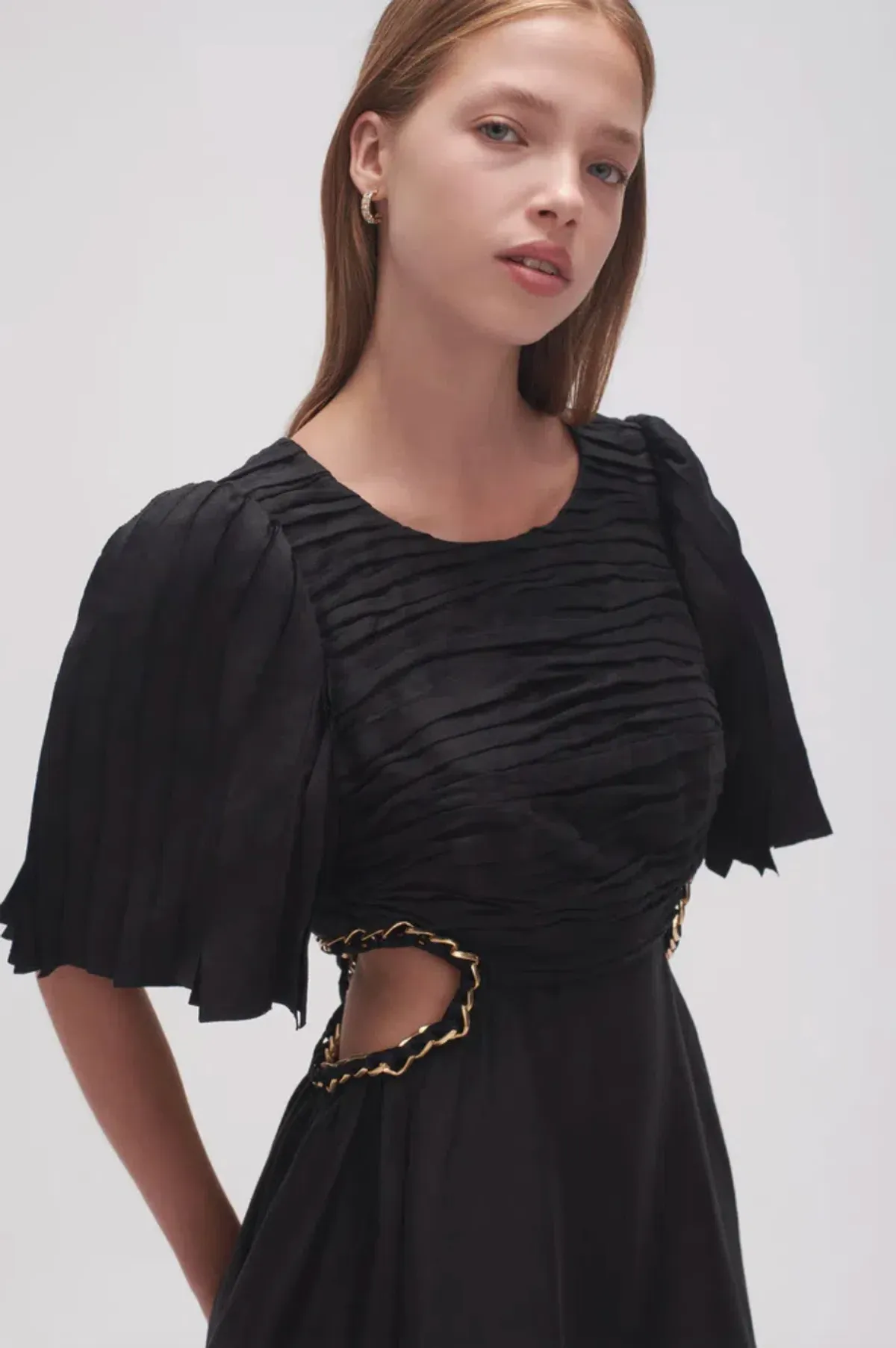 Aje Monica Chainlink Midi Dress in Black Size 6 - Image 3