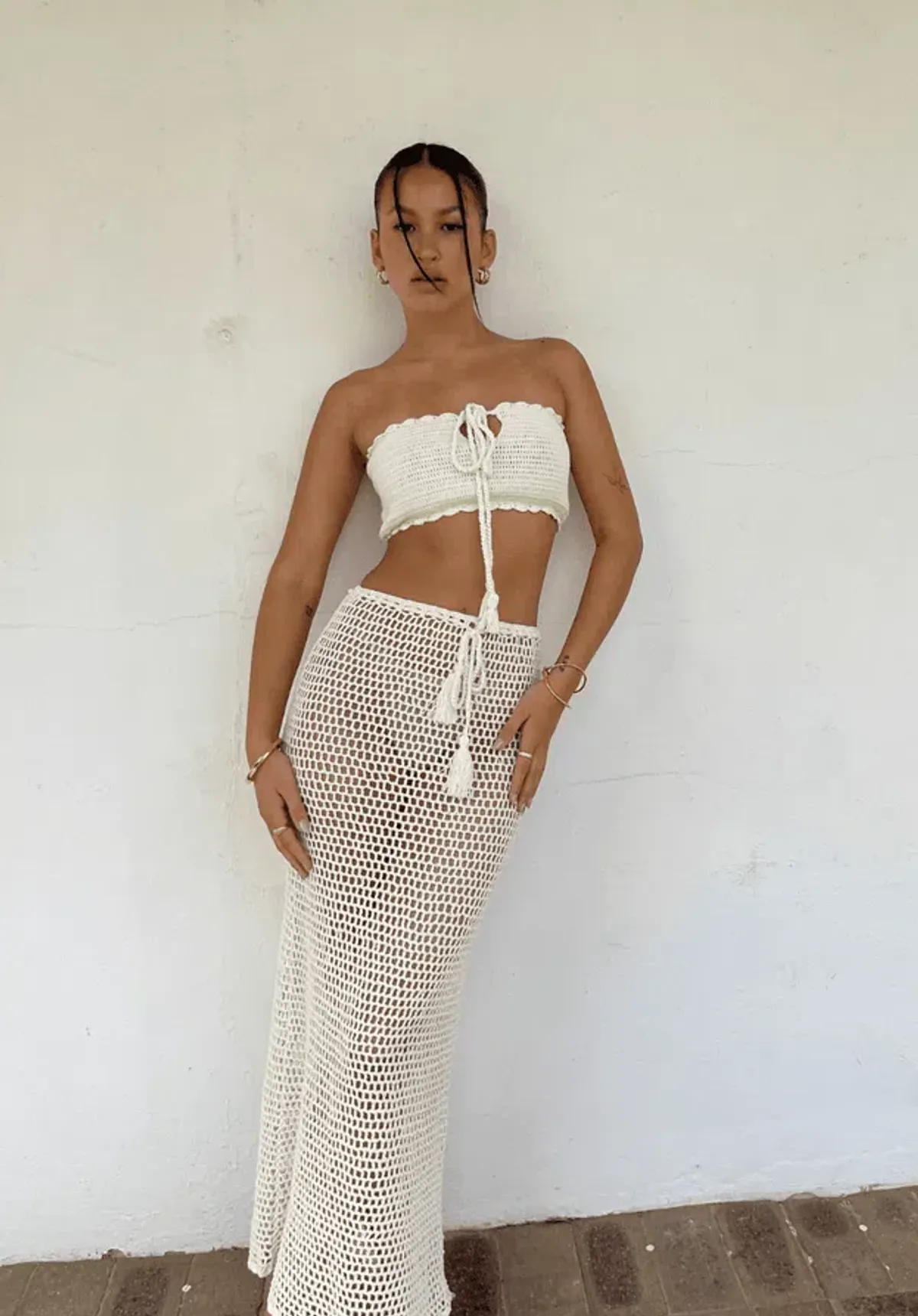 Isabelle Quinn Lola Bandeau & Rosalie Maxi Skirt Set Ivory Size 8 - Image 1