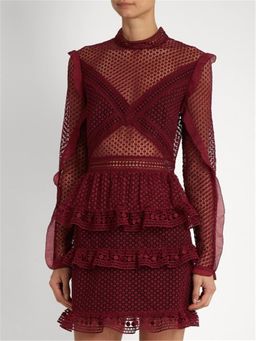 Self Portrait | Dot Mesh Teir Dress for rent on The Volte - image 4