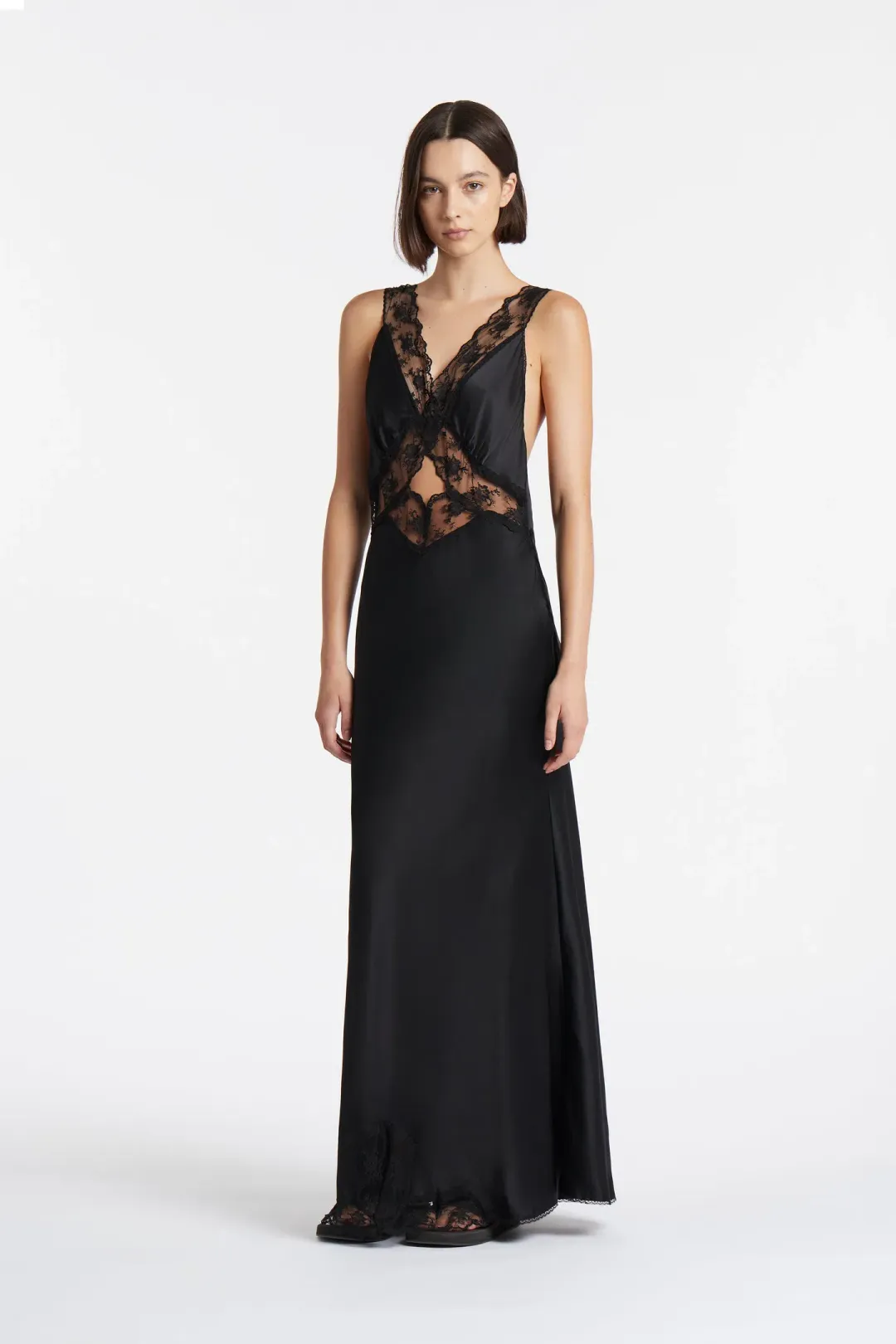 Sir the Label Aries Lace Cut Out Gown Black Size 3 / AU 12 for rent on The Volte - main image