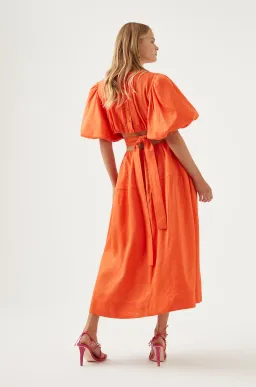Aje Cosette Tie Back Midi Dress Orange Size 12 for rent on The Volte - image 3
