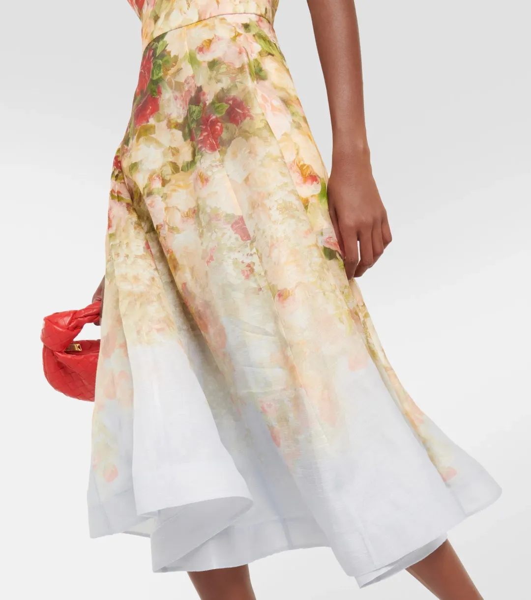 Zimmermann Luminosity Picnic Midi Dress in Rosy Garden Floral Print Size 1 / AU 10 for rent on The Volte - main image