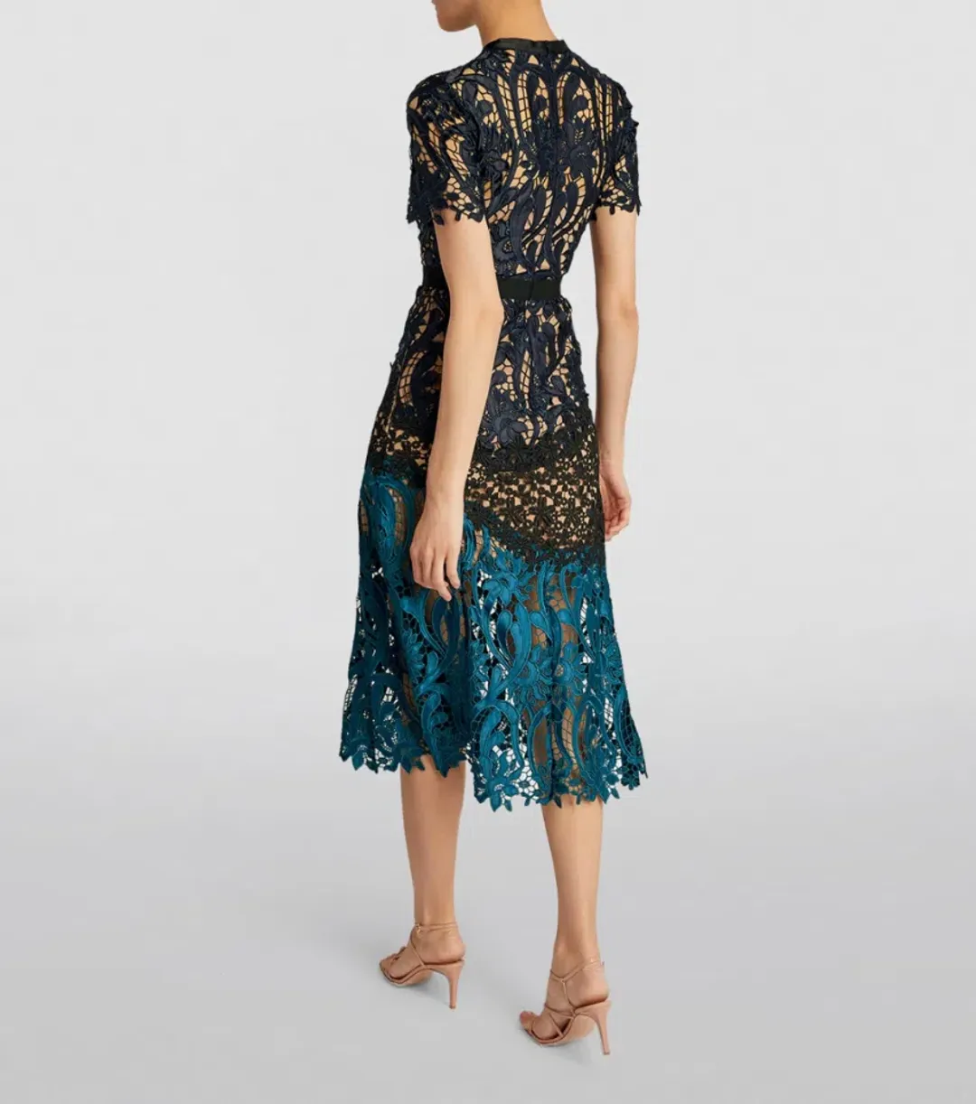 Self Portrait Lace Prairie Guipure Midi Dress Floral Size 8 for rent on The Volte - main image