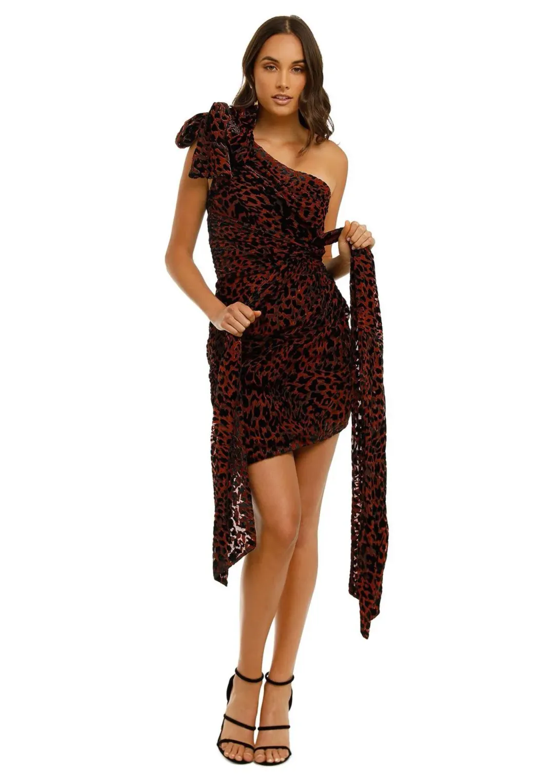 MISHA Moxie Mini Dress in Red Leopard Size 8/S for rent on The Volte - main image