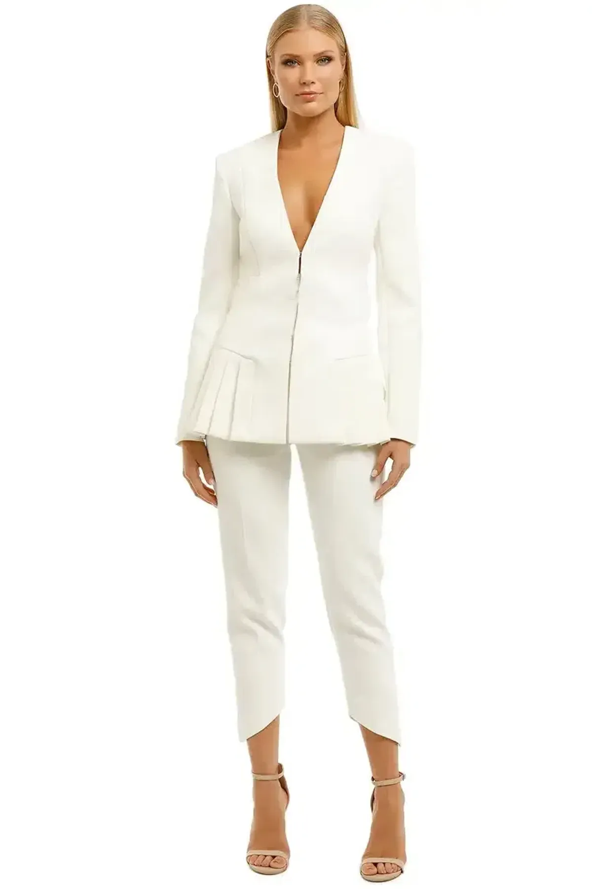 MISHA Linnea Blazer and Pant Set in Ivory Size 14 - Image 3