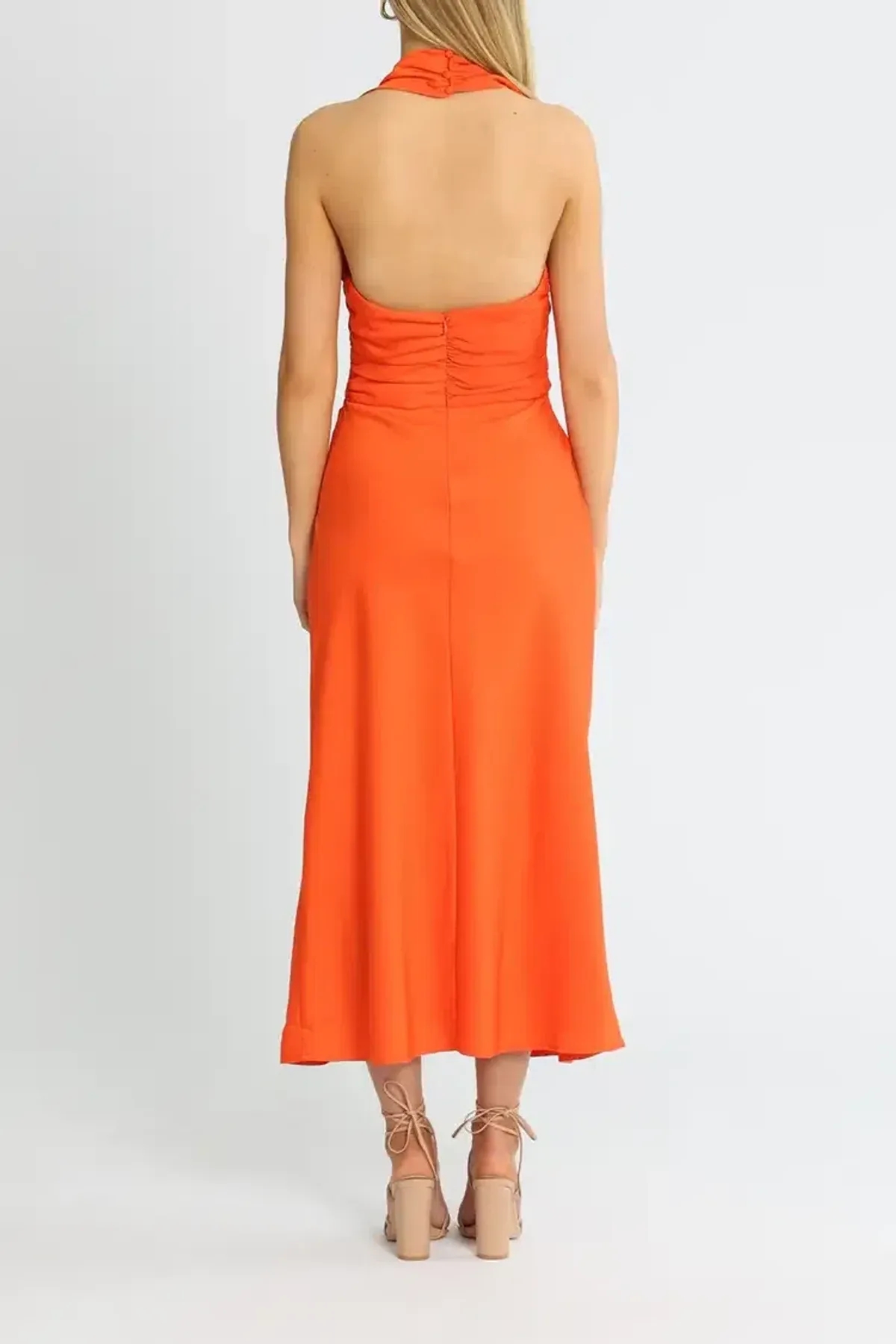 Misha Linnea Midi Dress Orange Size 10/M - Image 3