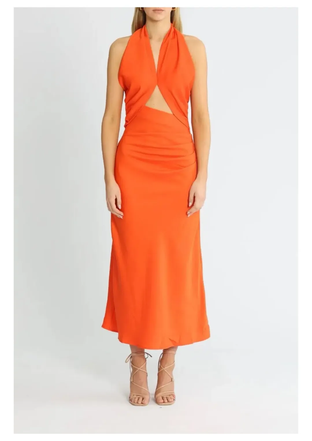 Misha Linnea Midi Dress Orange Size 10/M for rent on The Volte - main image